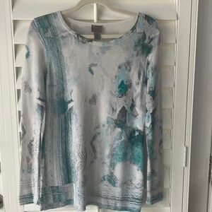 Easywear by Chico’s Abstract Patterned Long Sleeve Top Size 0